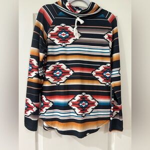 Boutique Aztec medium cow neck hoodie